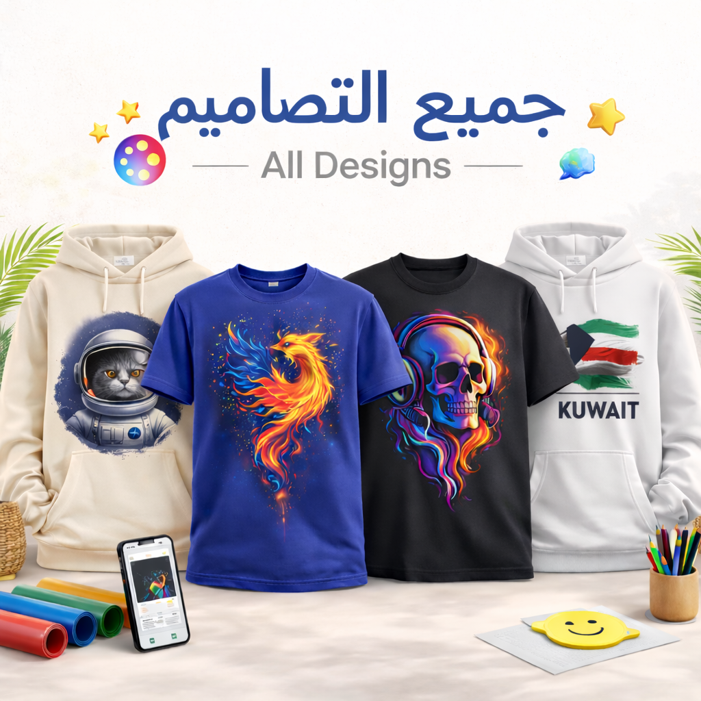 جميع التصاميم تيشيرتات هوديز طباعة حسب الطلب الكويت ملابس عصرية تصاميم مطبوعة هيفرل